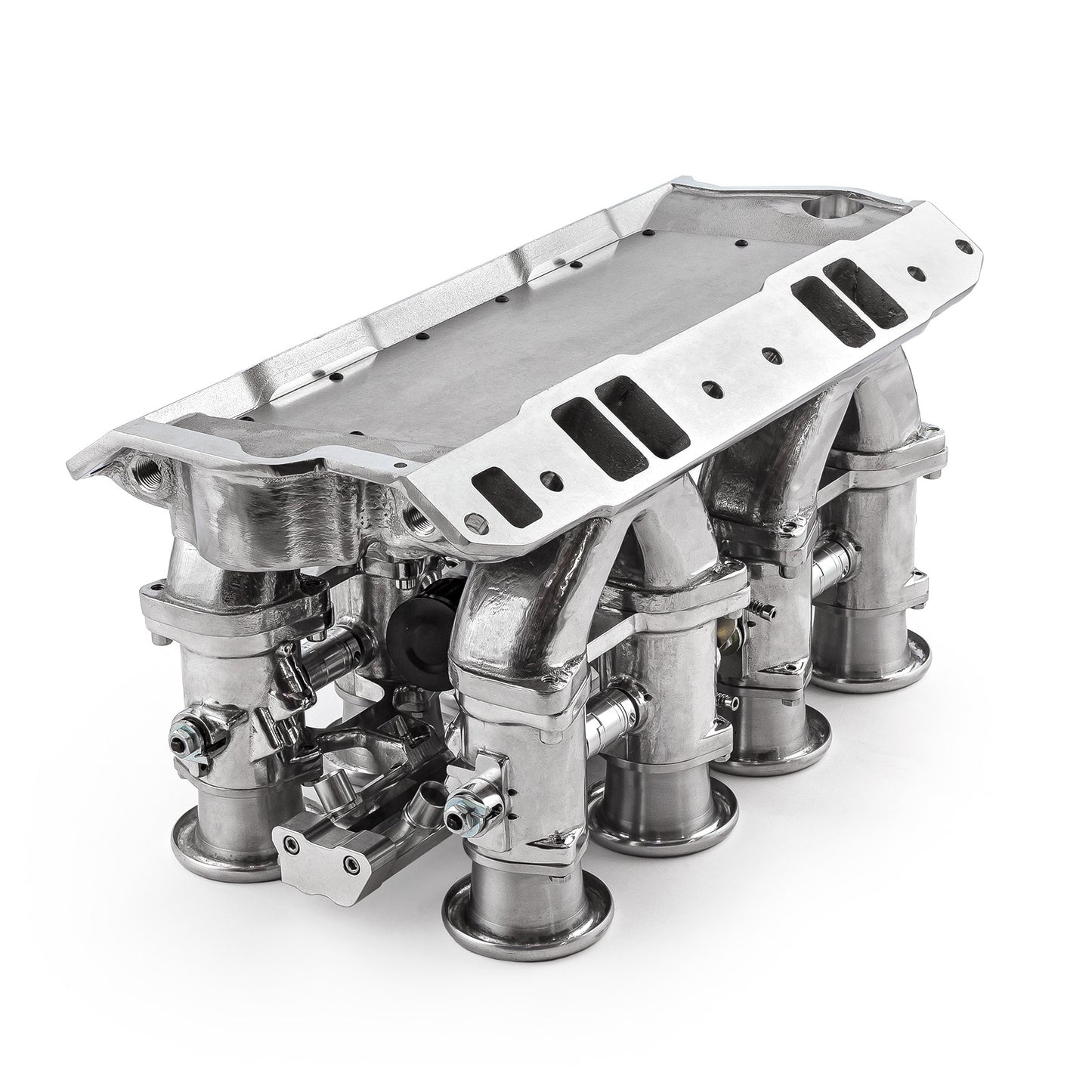 Sistema de colector de admisión de pila EFI de tiro descendente para Chevy SBC 350, completo y pulido