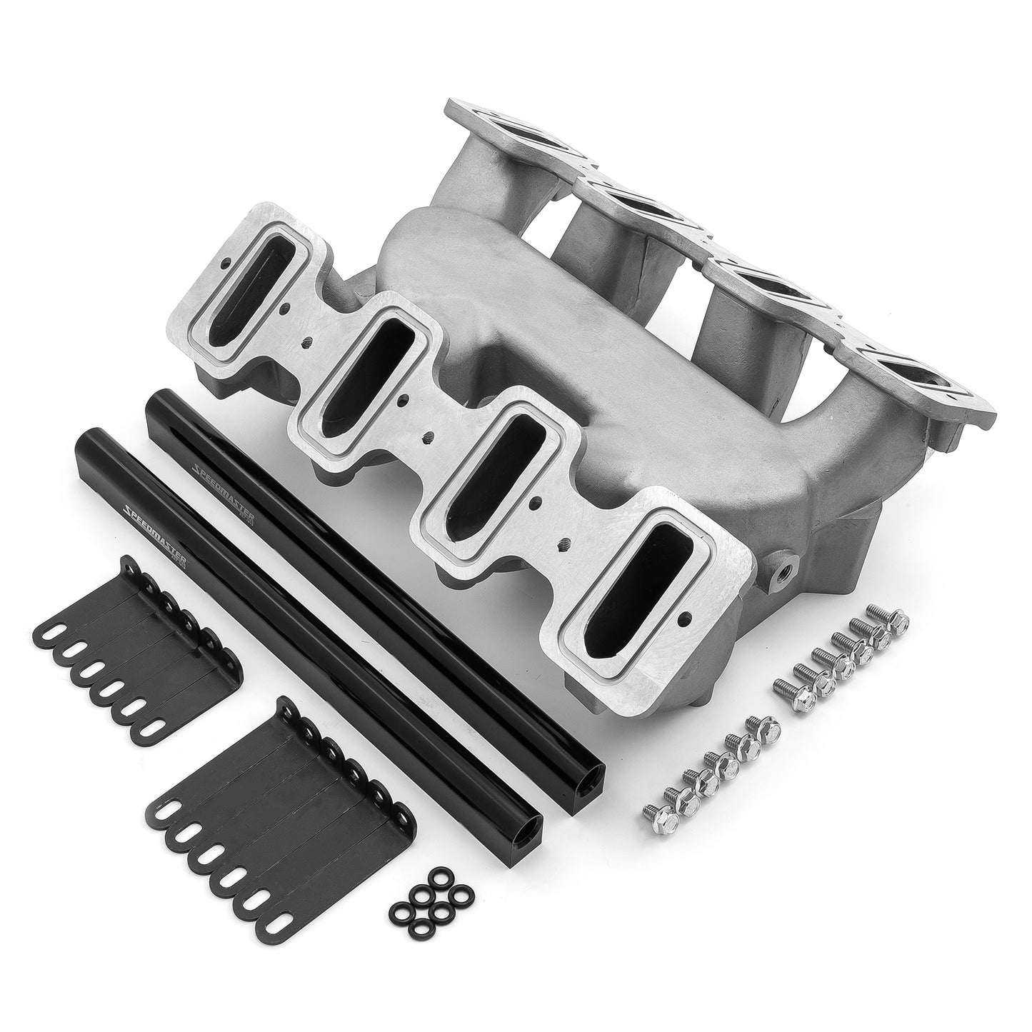 Colector de admisión de inyección de combustible de doble plano de 2x4 barriles para Chevy GM LS1 LS2 LS6, satinado