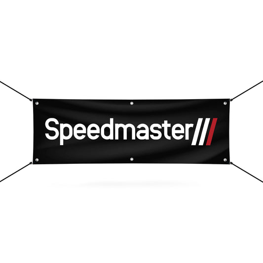 Banner del equipo Speedmaster con el logotipo mediano (72" x 24")