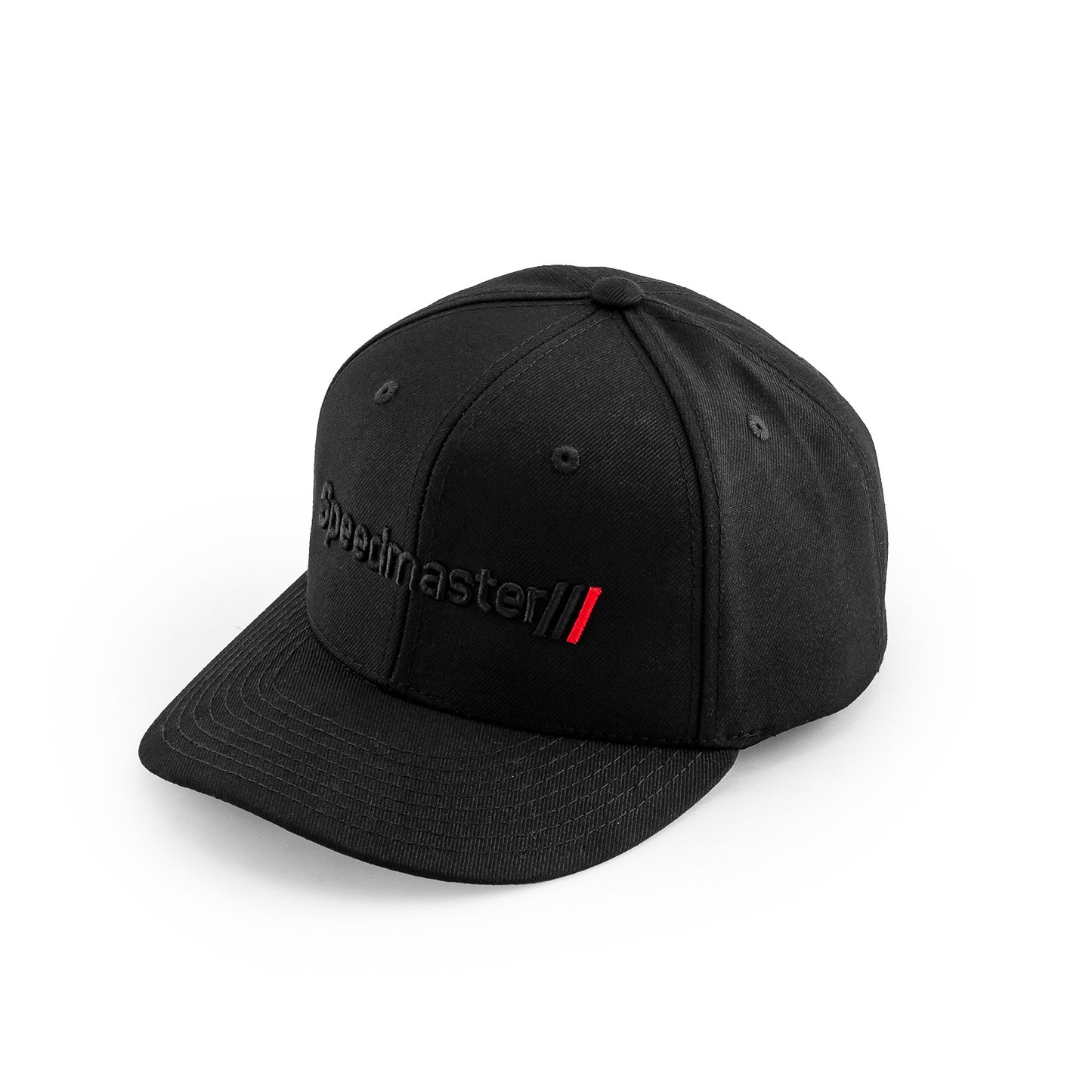 Gorra Speedmaster de 6 paneles con cierre a presión (logotipo negro/rojo)