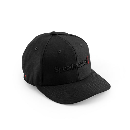 Gorra Speedmaster de 6 paneles con cierre a presión (logotipo negro/rojo)