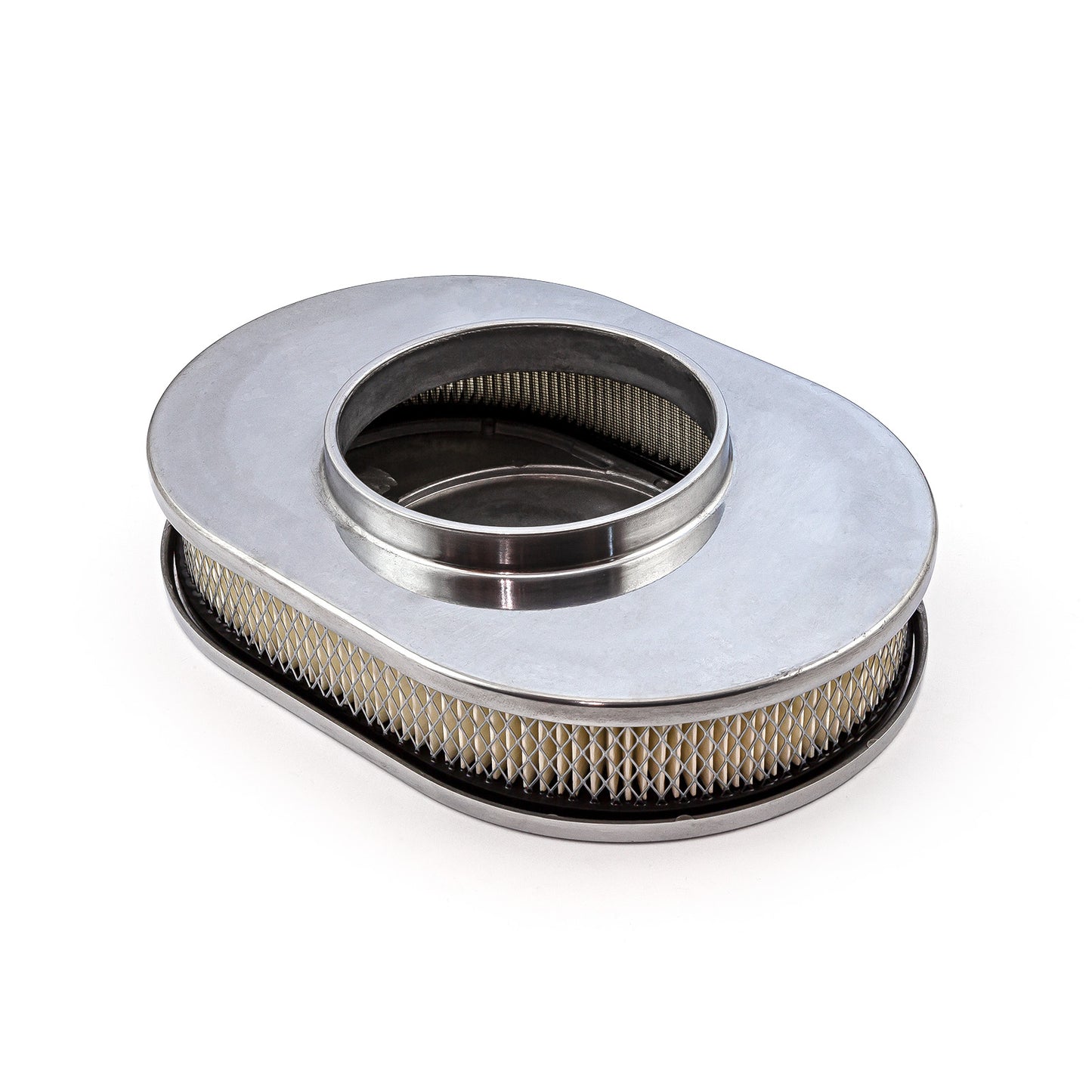 Kit de filtro de aire de aluminio pulido fresado con bolas ovaladas de 12" x 2"