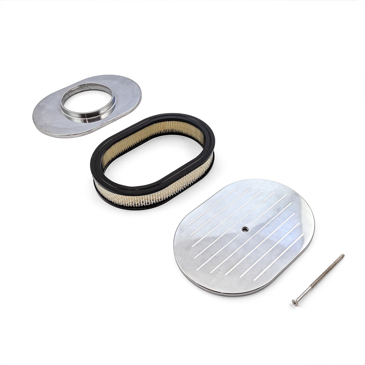 Kit de filtro de aire de aluminio pulido fresado con bolas ovaladas de 12" x 2"