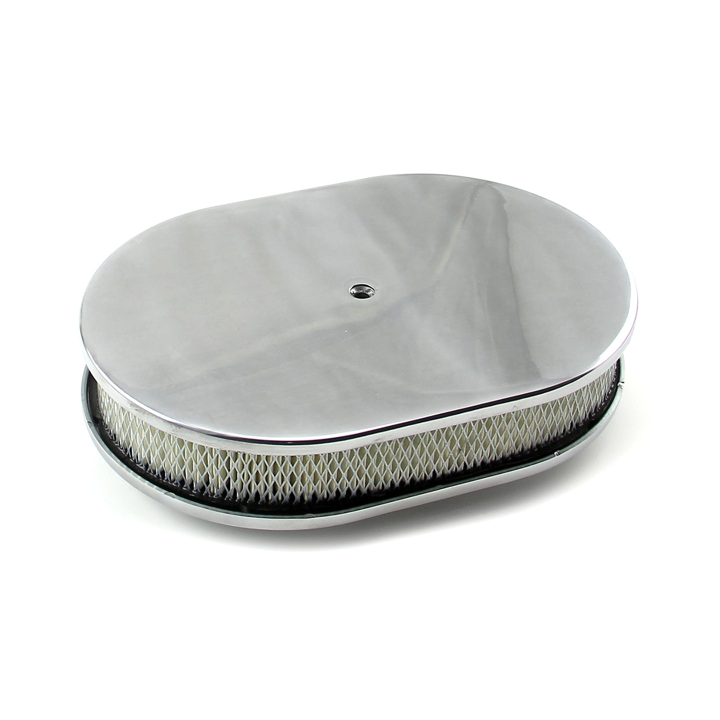 Kit de filtro de aire de aluminio pulido liso ovalado de 12" x 2"