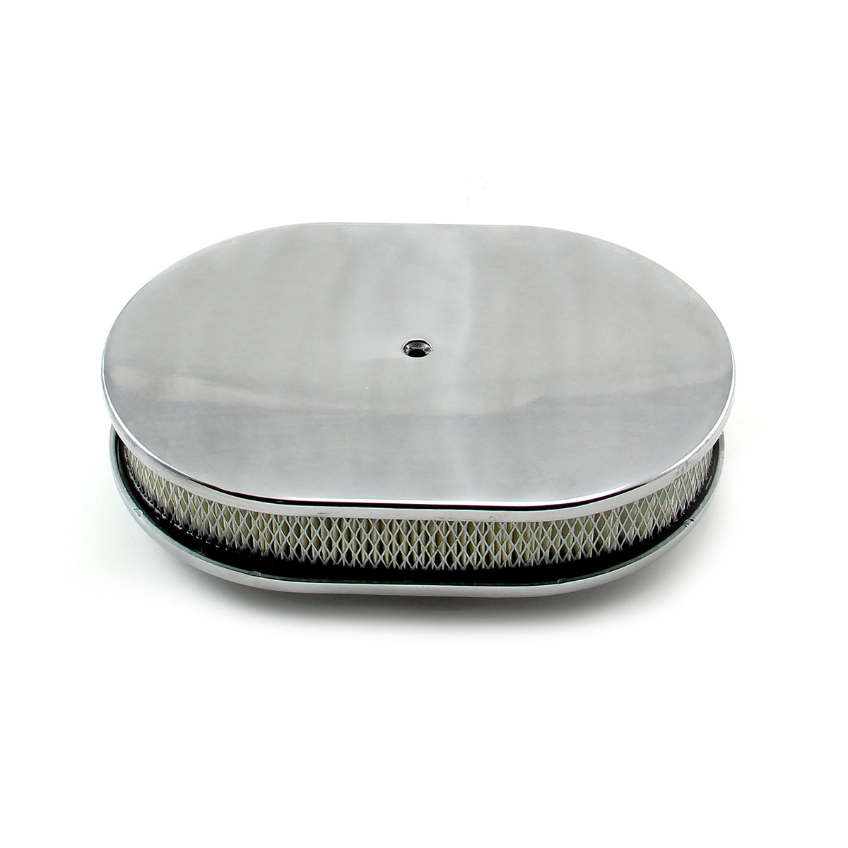 12" x 2" Oval Plain Polished Aluminum Air Cleaner Kit