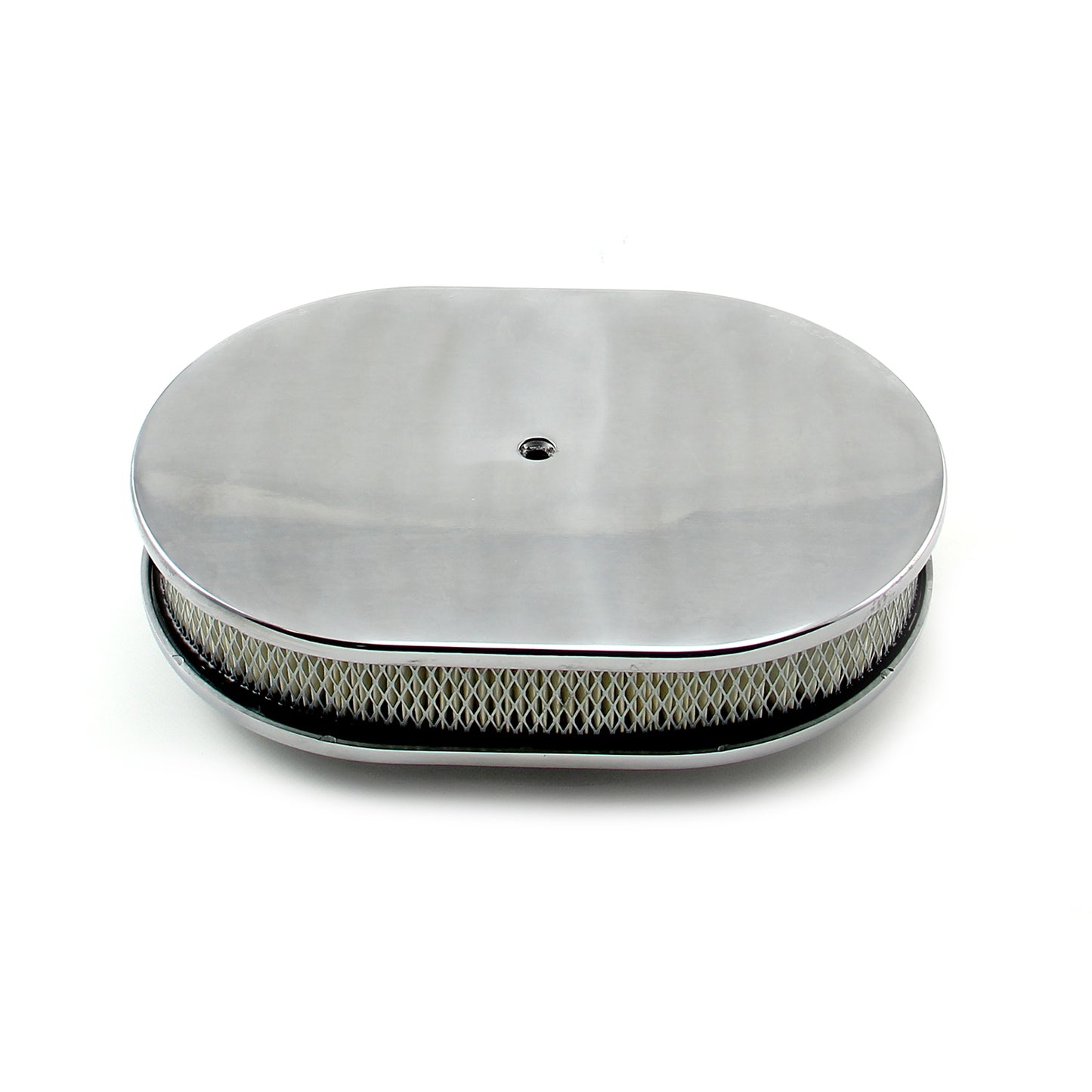 Kit de filtro de aire de aluminio pulido liso ovalado de 12" x 2"