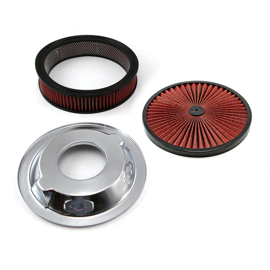 Kit de filtro de aire de base abatible con elemento lavable Extreme Top de 14" x 3" y anillo negro