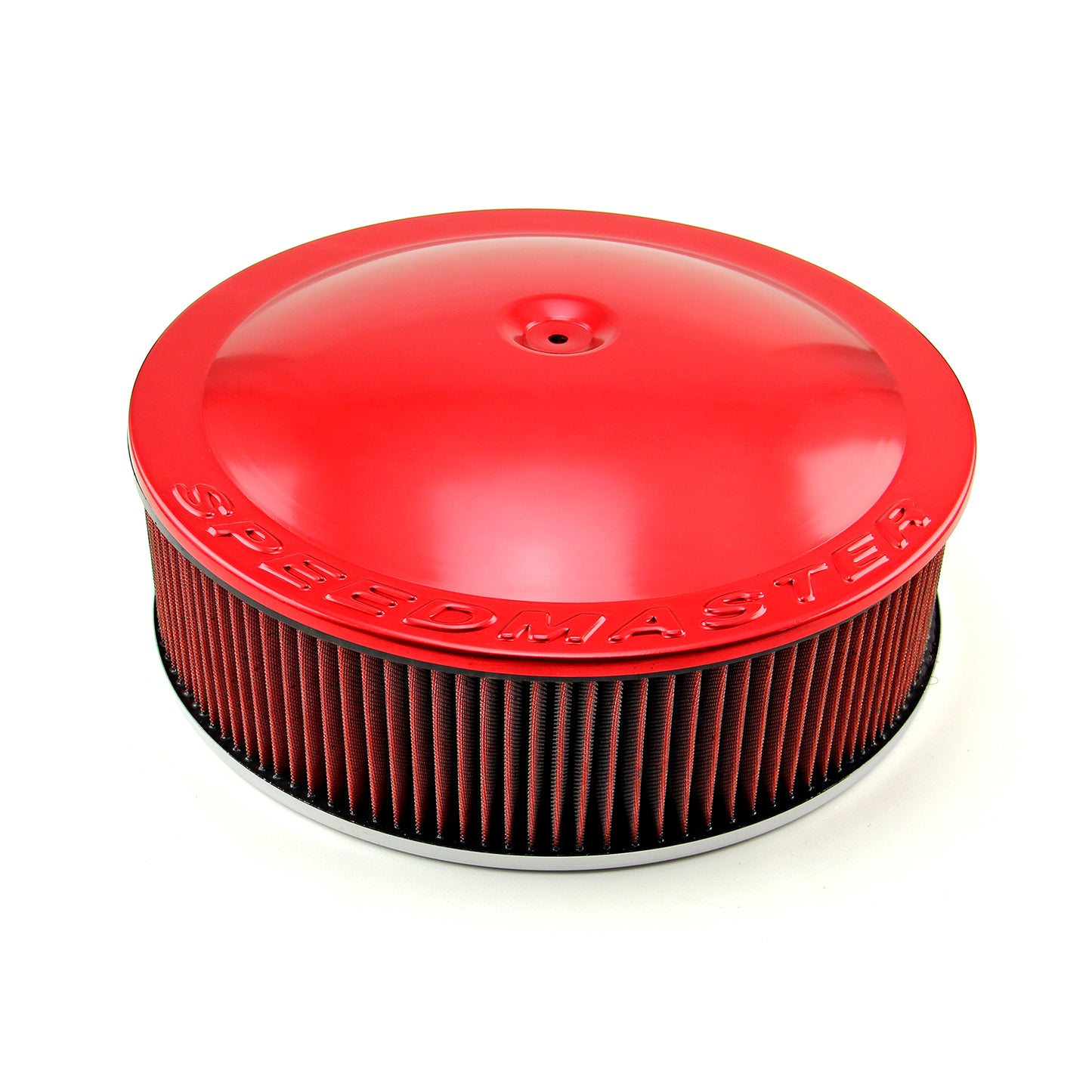 Filtro de aire de aluminio de base plana con elemento lavable de 14" x 4" color rojo