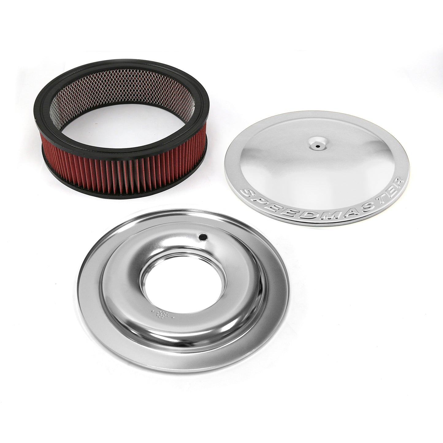 Filtro de aire de aluminio de base plana con elemento lavable de 14" x 4" y color plateado