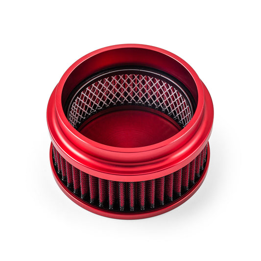 6" x 2" Washable Filter Billet Aluminum Air Cleaner Assembly Kit - Red