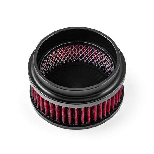 6" x 2" Washable Filter Billet Aluminum Air Cleaner Assembly Kit - Black