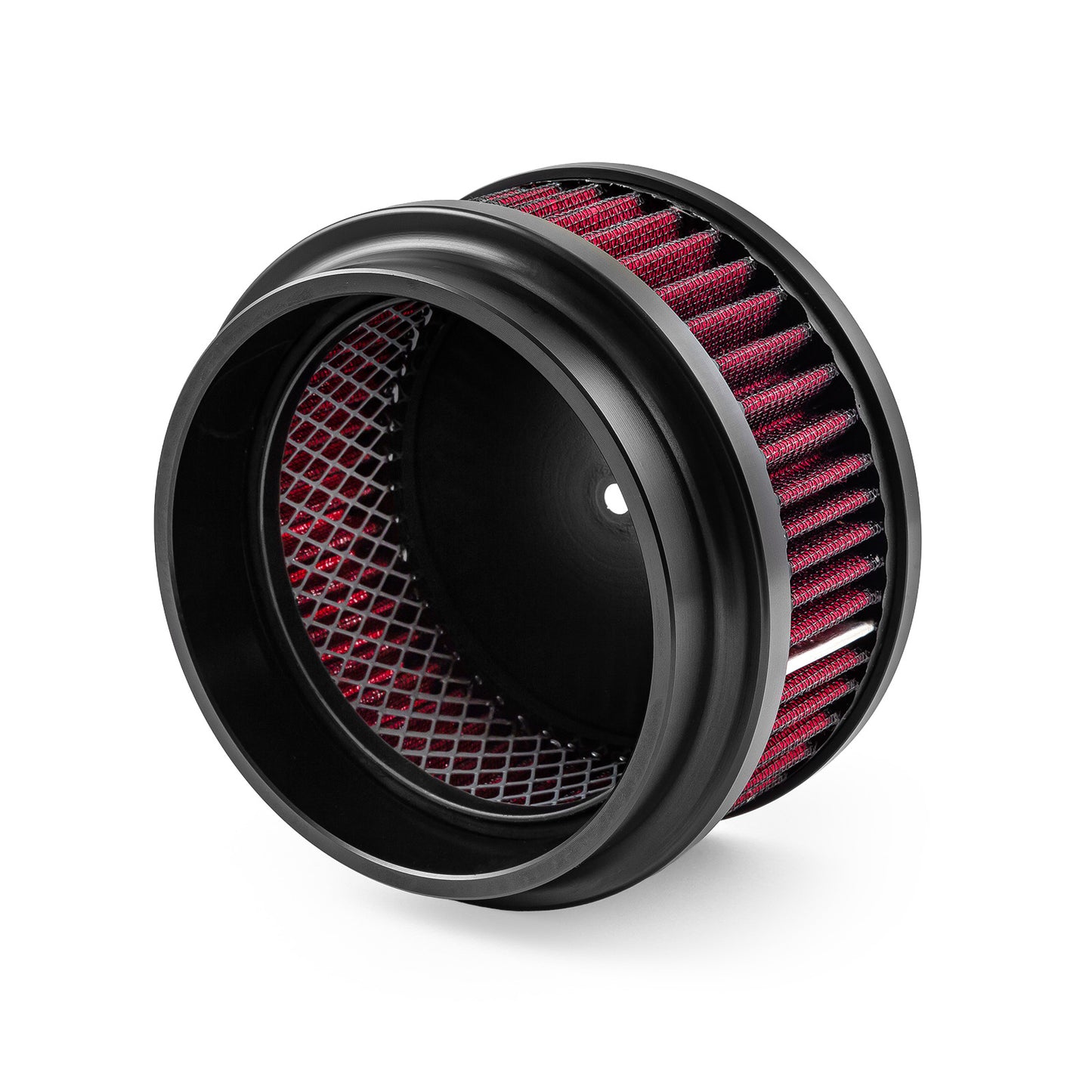 6" x 2" Washable Filter Billet Aluminum Air Cleaner Assembly Kit - Black