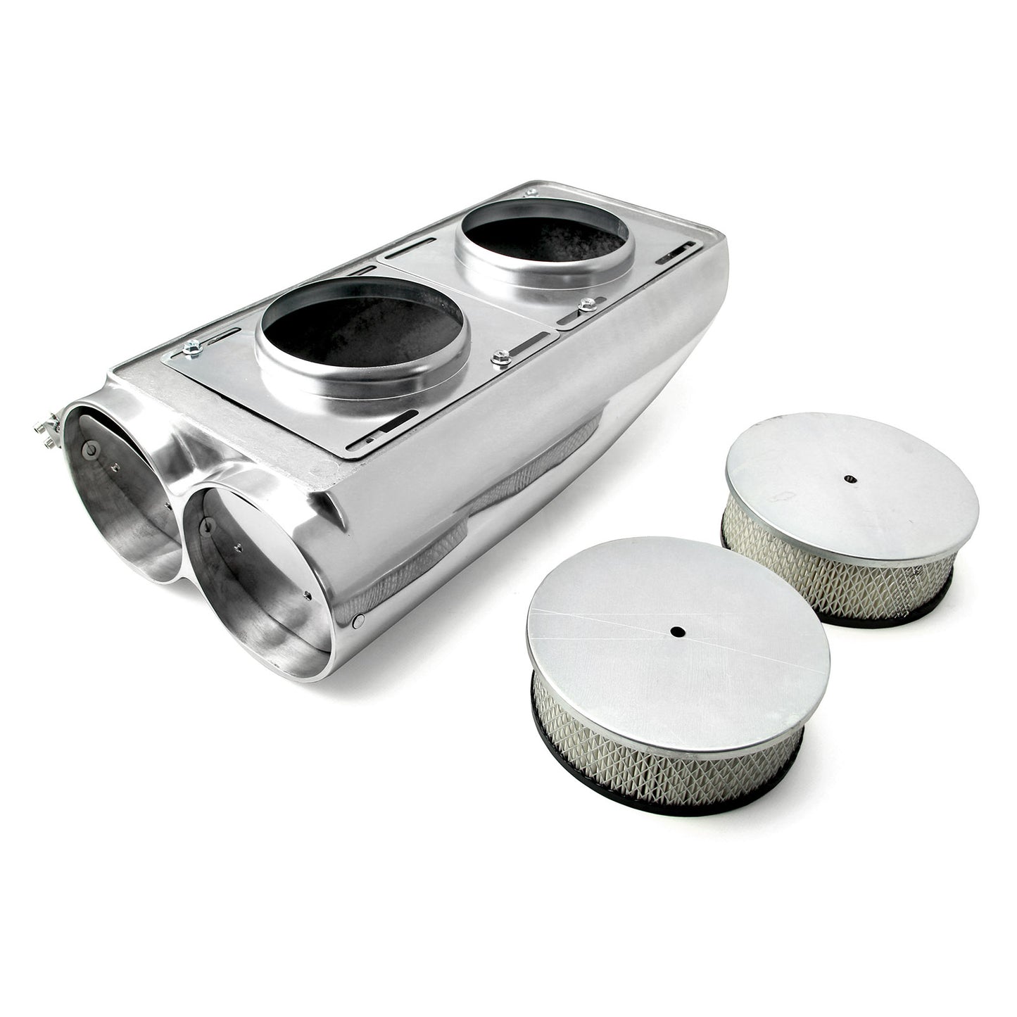 Capó liso de escopeta con carburador doble de aluminio pulido