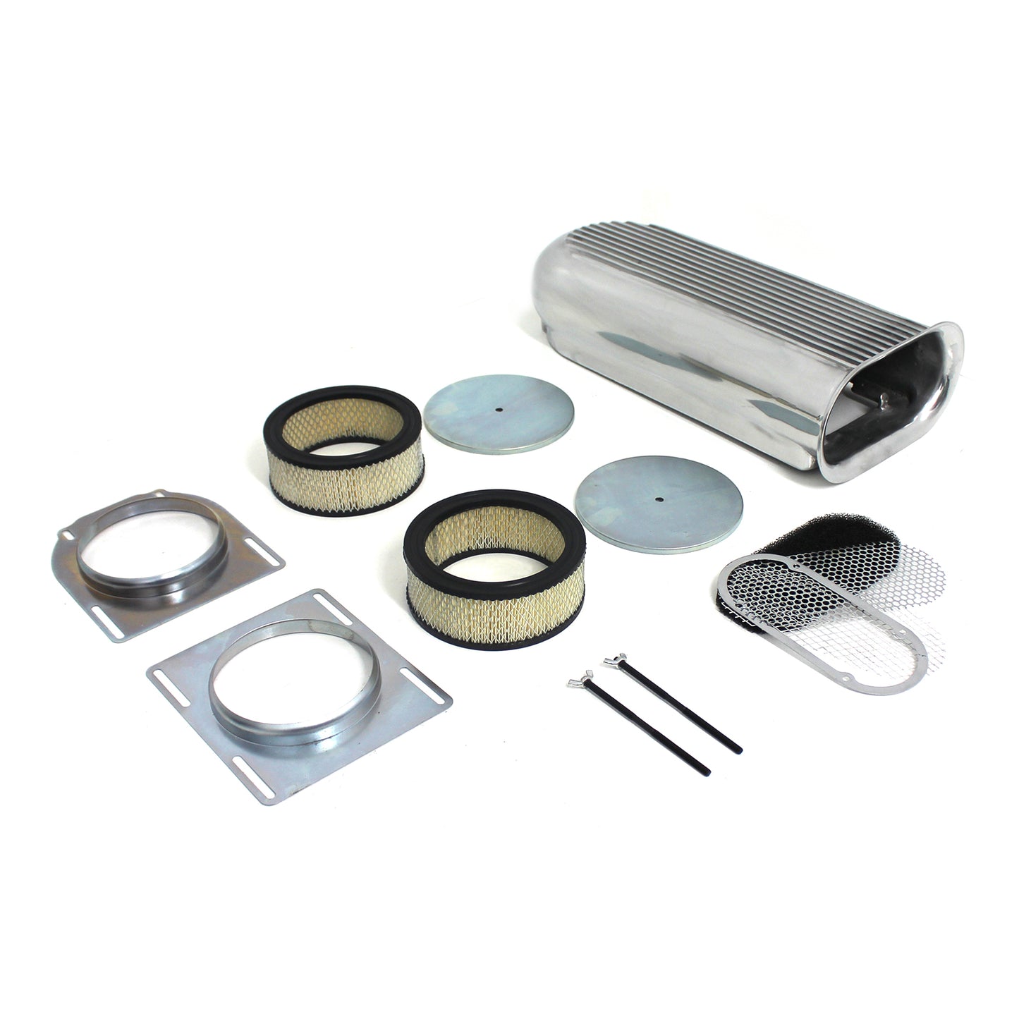 Polished Aluminum Dual Carburetor Hilborn Style Hood Scoop