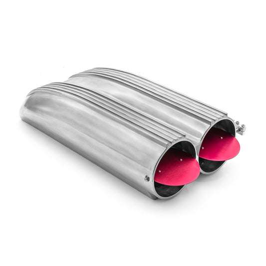 Polished Aluminum Single & Dual Carburetor Shotgun Finned Hood Scoop