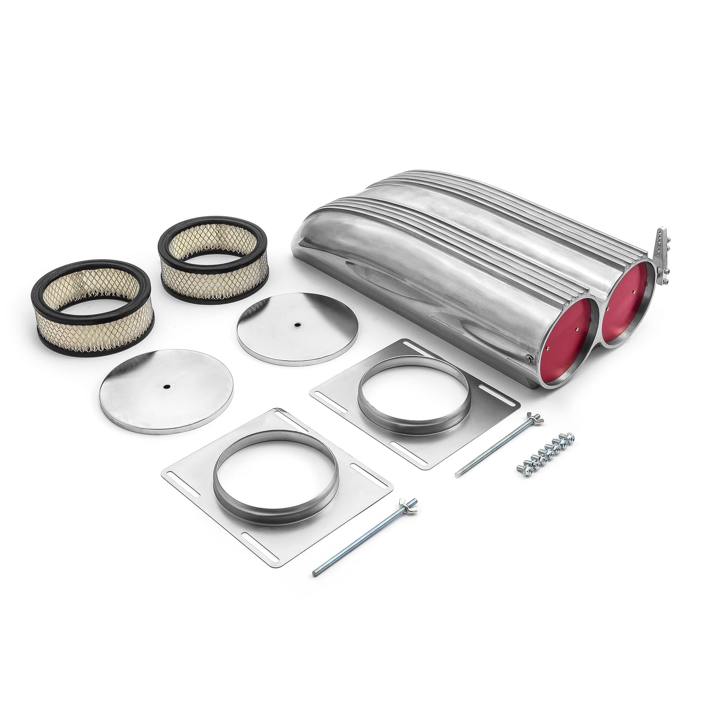 Polished Aluminum Single & Dual Carburetor Shotgun Finned Hood Scoop