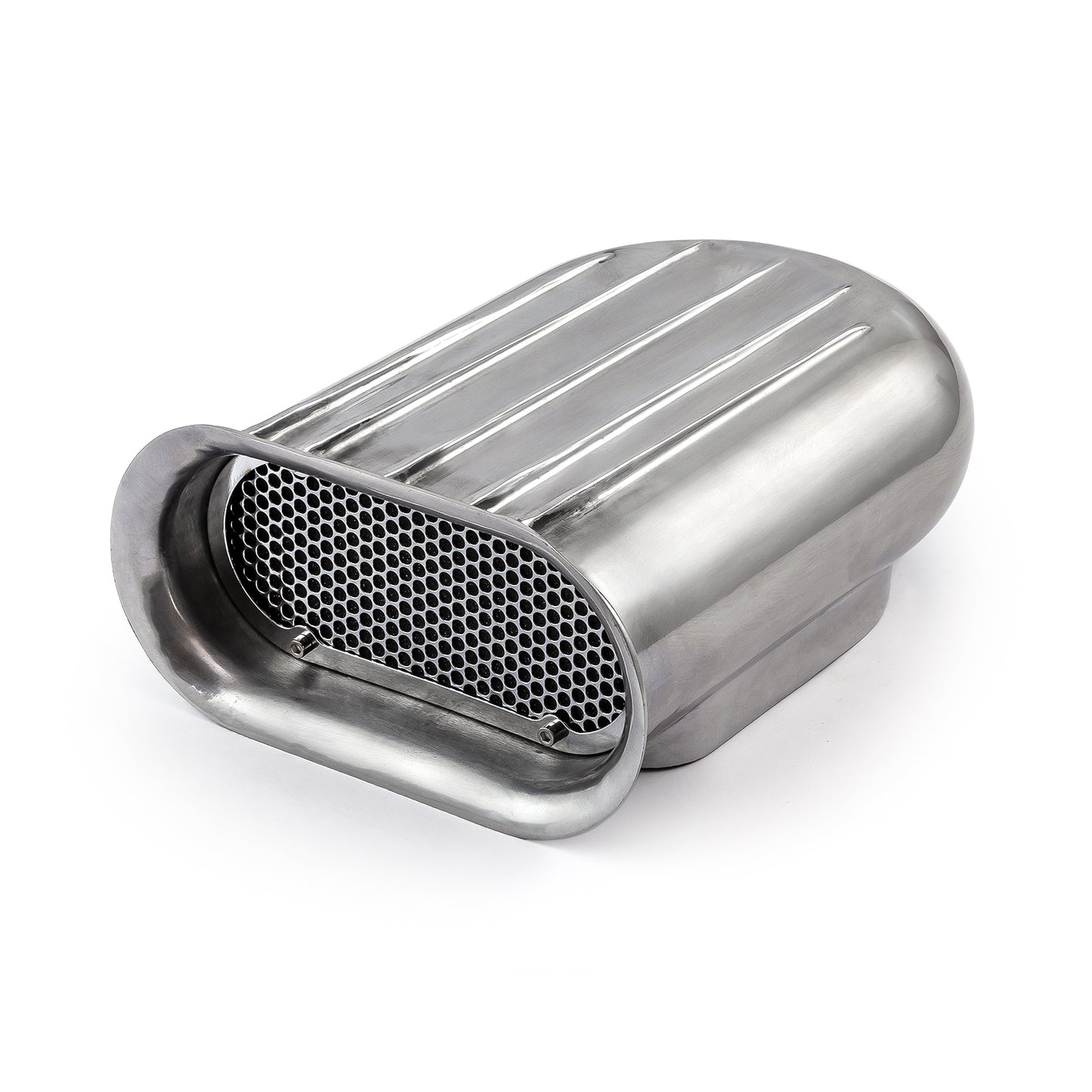Capó acanalado estilo Hilborn con carburador simple de aluminio pulido