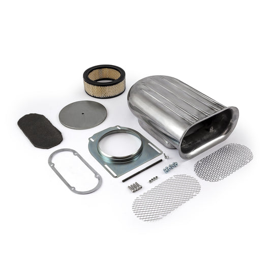 Capó acanalado estilo Hilborn con carburador simple de aluminio pulido