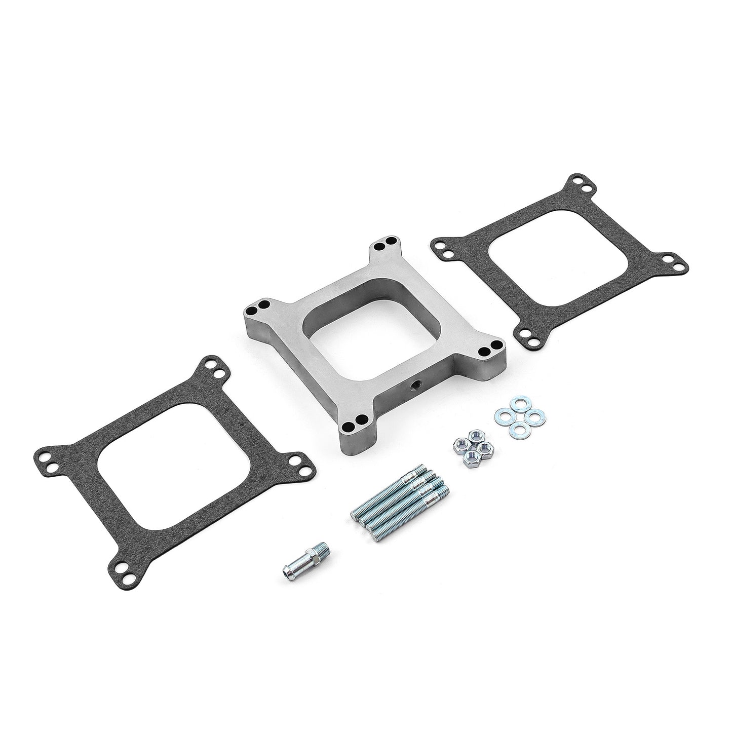 Espaciador de carburador abierto de aluminio de 1" con tubo de vacío