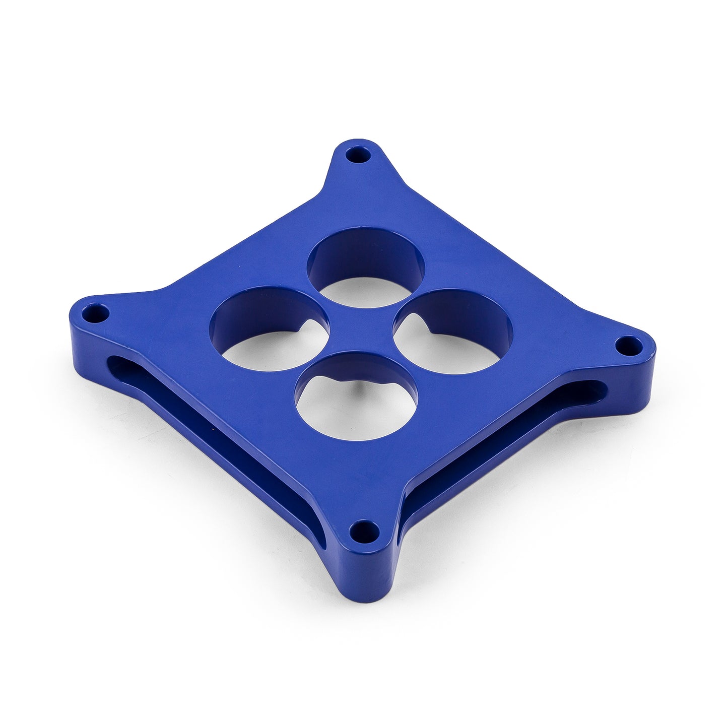 Espaciador de carburador de aluminio 4150 de 1" mecanizado por CNC, diámetro cuadrado, 4 puertos, azul