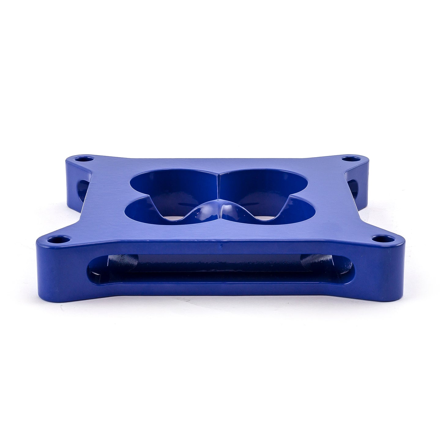 Espaciador de carburador de aluminio 4150 de 1" mecanizado por CNC, diámetro cuadrado, 4 puertos, azul