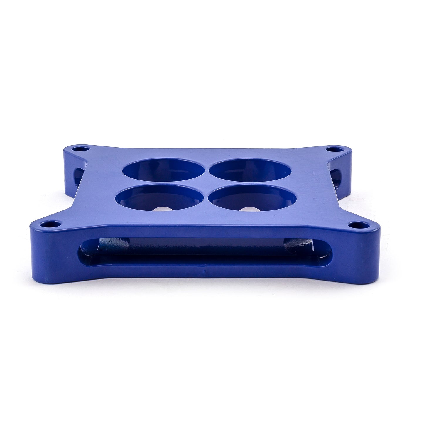 Espaciador de carburador de aluminio 4150 de 1" mecanizado por CNC, diámetro cuadrado, 4 puertos, azul