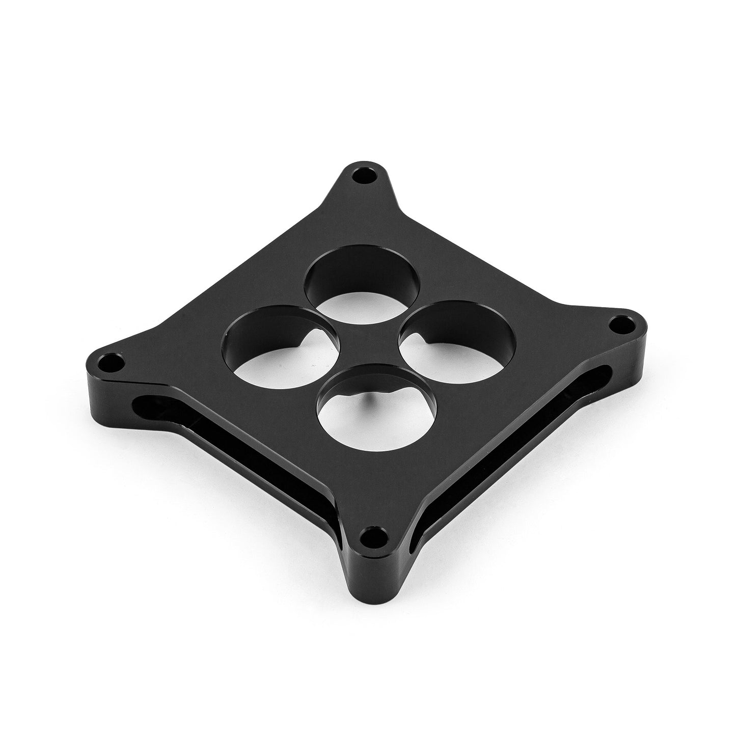 Espaciador de carburador de aluminio 4150 de 1" mecanizado por CNC, diámetro cuadrado, 4 puertos, negro