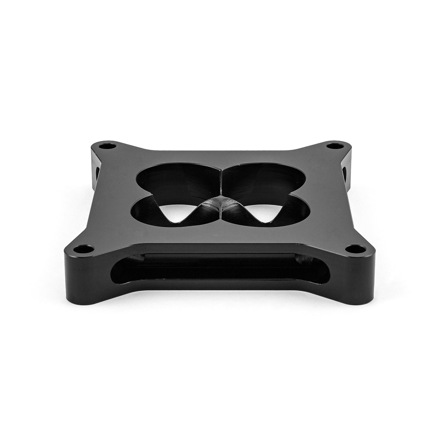 Espaciador de carburador de aluminio 4150 de 1" mecanizado por CNC, diámetro cuadrado, 4 puertos, negro