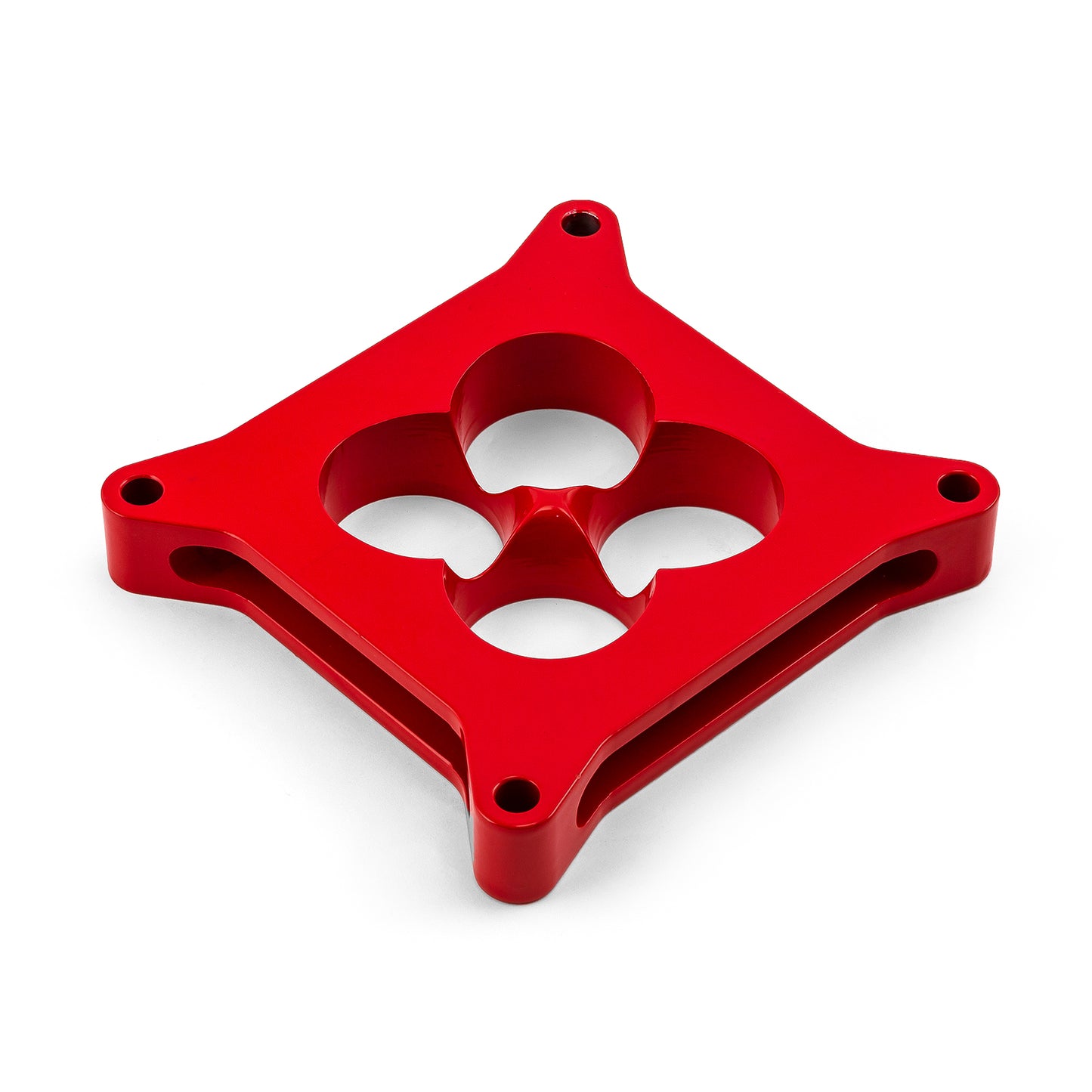 Espaciador de carburador de aluminio 4150 de 1" mecanizado por CNC, diámetro cuadrado, 4 puertos, rojo