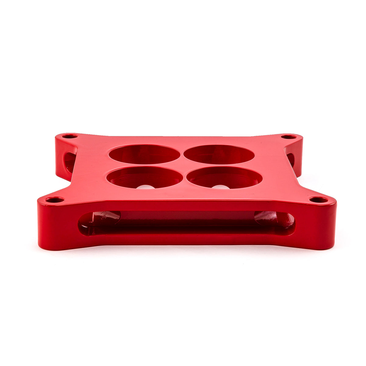 Espaciador de carburador de aluminio 4150 de 1" mecanizado por CNC, diámetro cuadrado, 4 puertos, rojo
