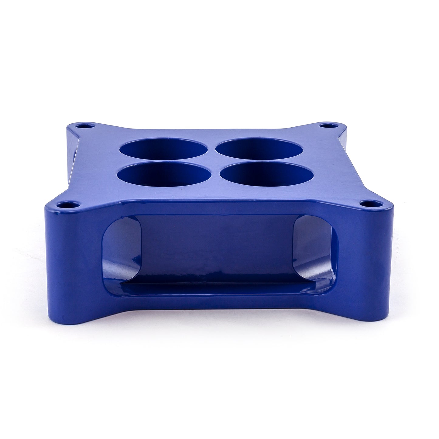 Espaciador de carburador de aluminio 4150 de 2" mecanizado por CNC, diámetro cuadrado, 4 puertos, azul