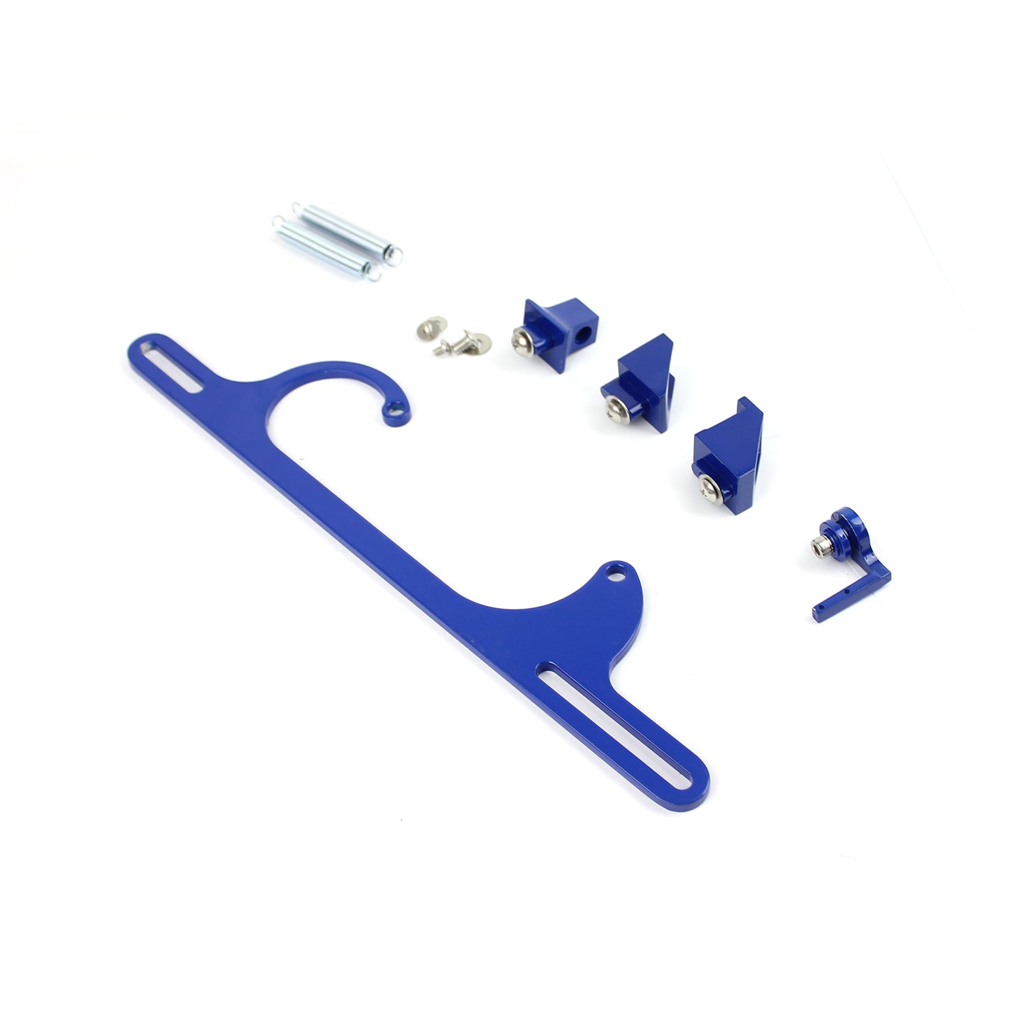 Carburetor Throttle Cable Bracket Kit w/ Return Springs - Billet Blue