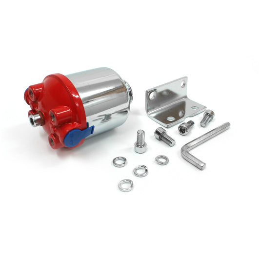 Chrome Fuel Filter with Replaceable Element - Mounting Bracket 3/8" NPT