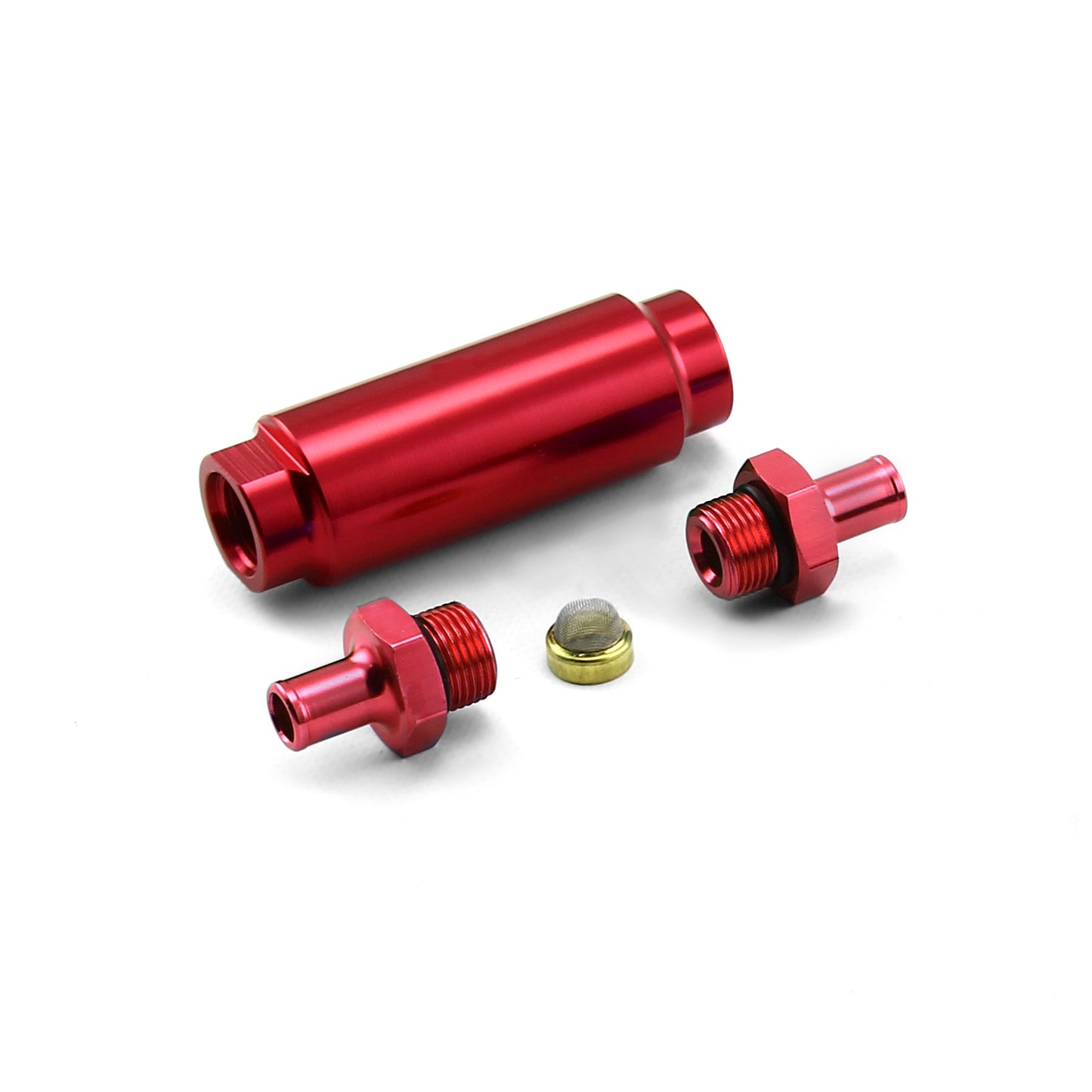 Inline Billet Aluminum Fuel Filter 9/16-18 - 9/16-18 Male Red