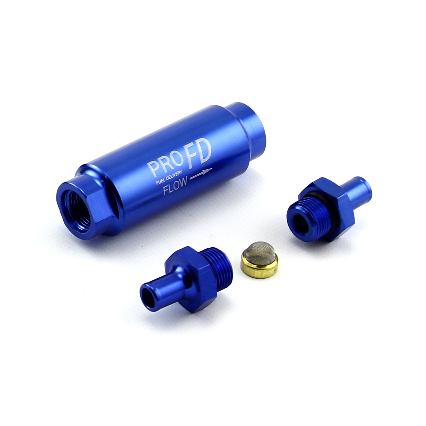 Inline Billet Aluminum Fuel Filter 9/16-18 - 9/16-18 Male Blue