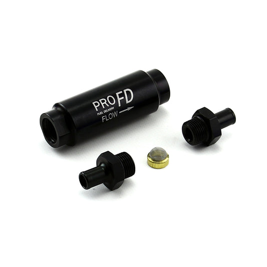 Inline Billet Aluminum Fuel Filter 9/16-18 - 9/16-18 Male Black