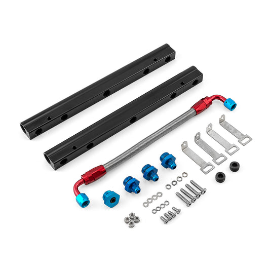 Kit de riel de inyector de combustible de aluminio billet para Chevy BBC 454 (negro)
