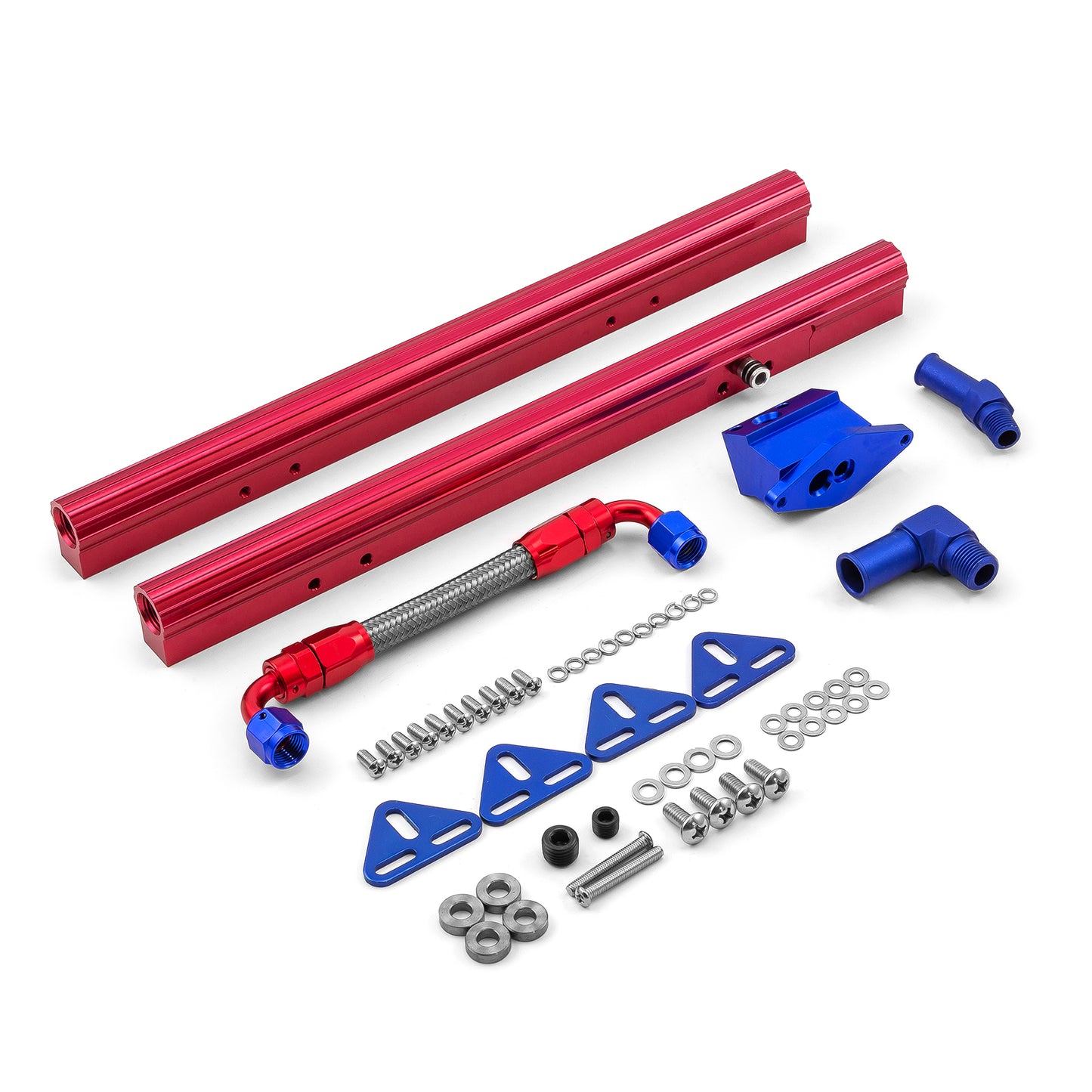 Ford 302 351 5.0L 5.7L Billet Aluminum Fuel Injector Rail Kit (OEM Angled)
