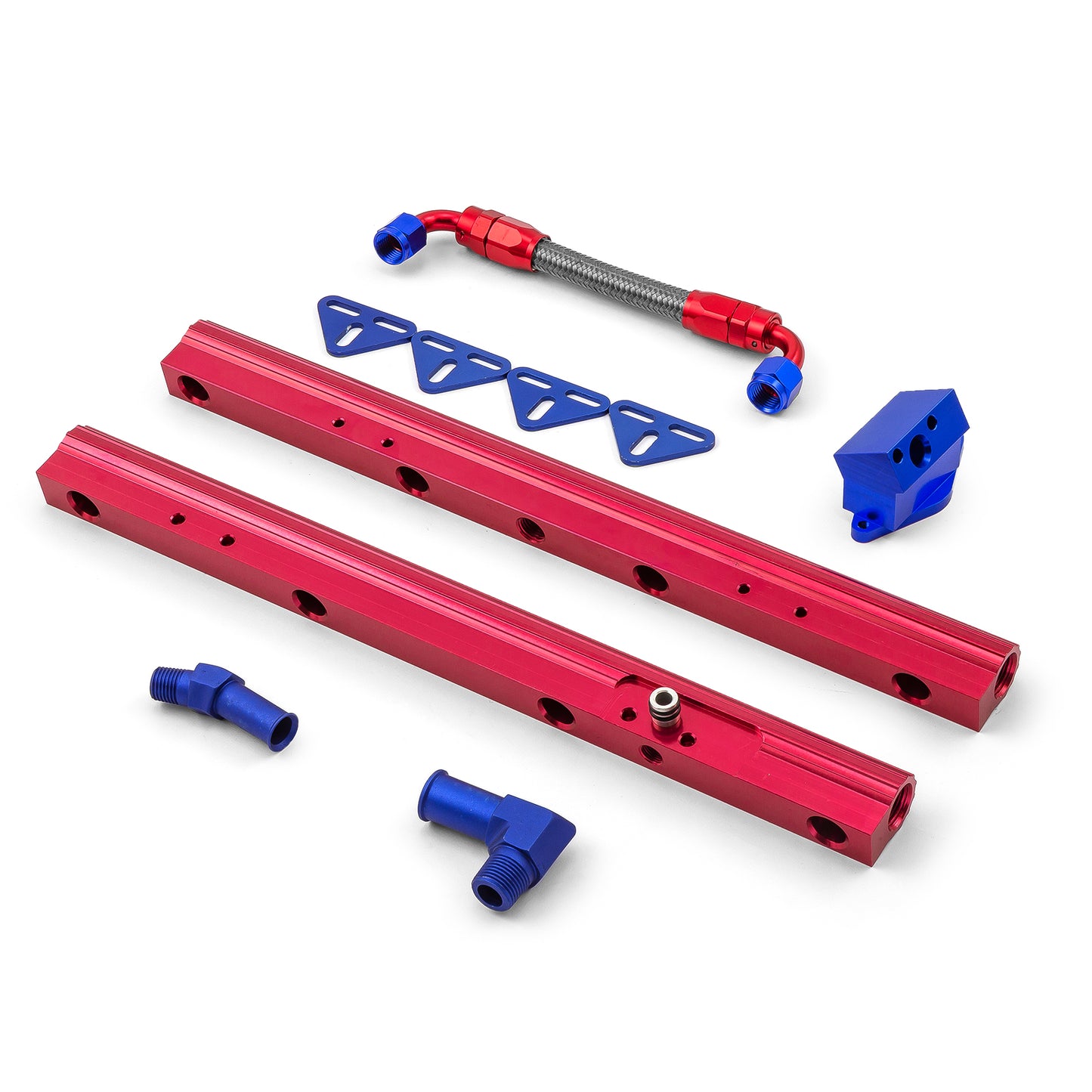 Ford 302 351 5.0L 5.7L Billet Aluminum Fuel Injector Rail Kit (OEM Angled)