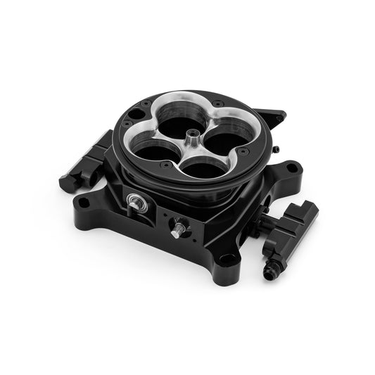 Cuerpo del acelerador y rieles de combustible de 1200 CFM, 4 cilindros, 4150 Billet, mecanizados por CNC, color negro