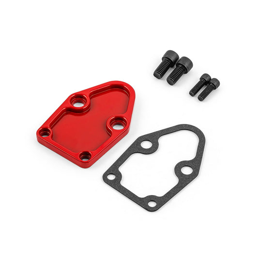 Chevy SBC 350 Fuel Pump Block-Off Plate Red