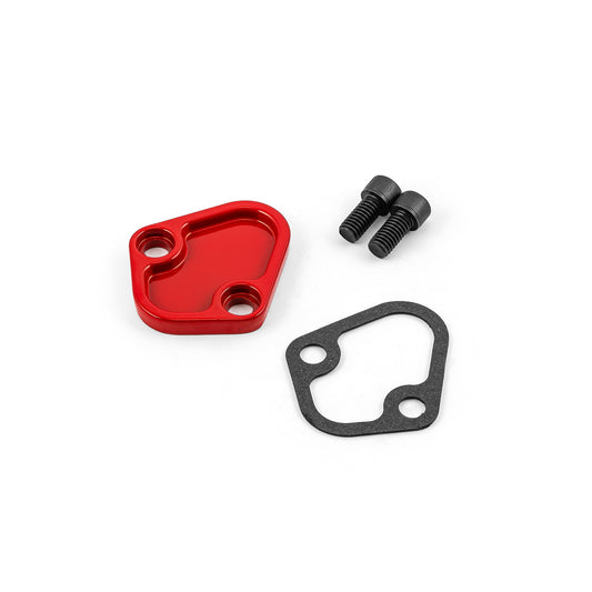 Universal Chevy BBC Ford SB BB Chrysler Fuel Pump Block-Off Plate Red