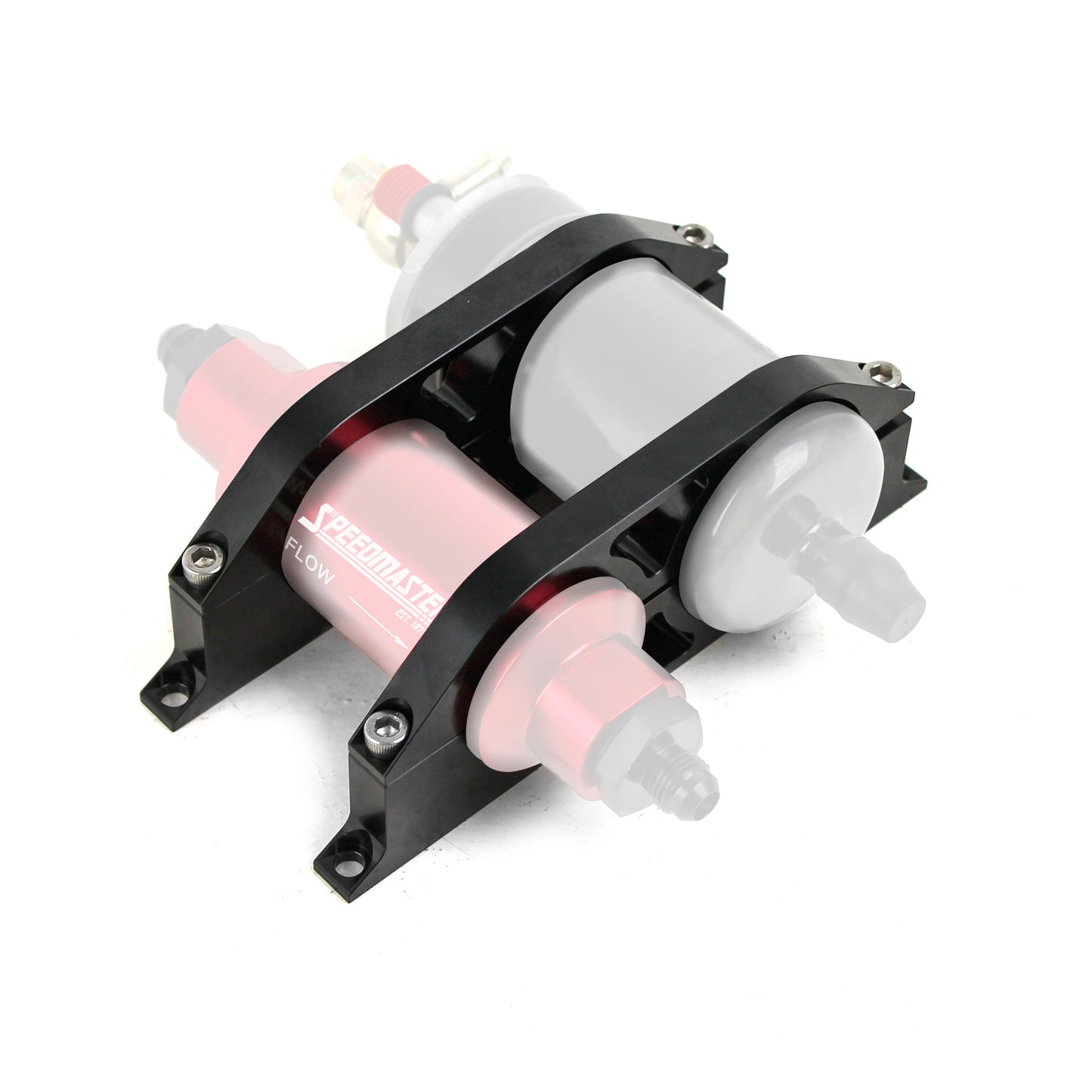 Conjunto de soporte de montaje doble para bomba de combustible y filtro EFI 044 de aluminio anodizado negro