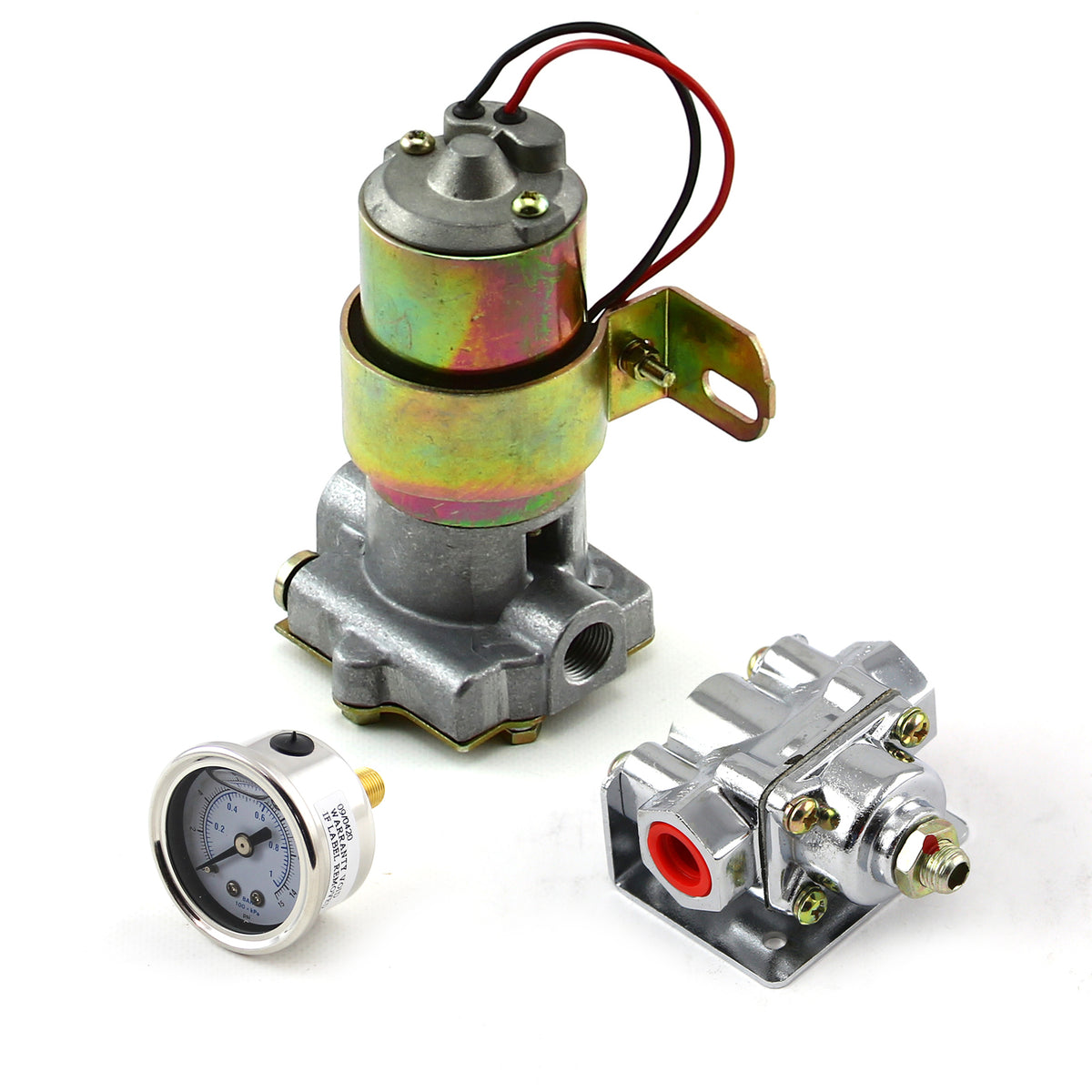 Kit combinado de regulador y manómetro cromado para bomba de combustible eléctrica universal de 140 GPH