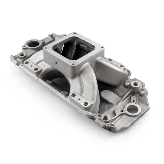 Chevy BBC 454 Rect Port Dominator con puertos de inyección y colector de admisión de gran altura satinado