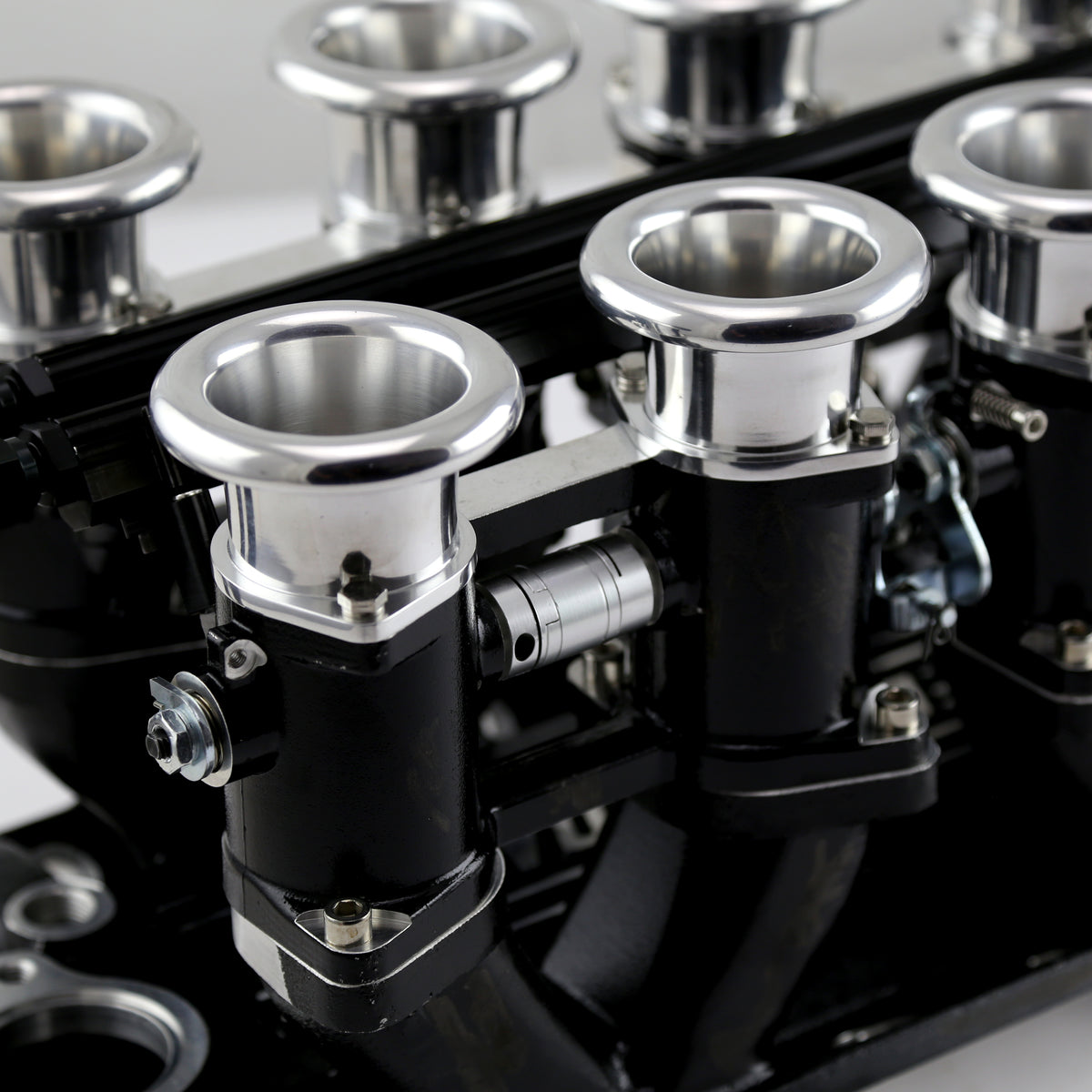 Sistema de colector de admisión de pila EFI de tiro descendente para Chevy SBC 350, completo, color negro