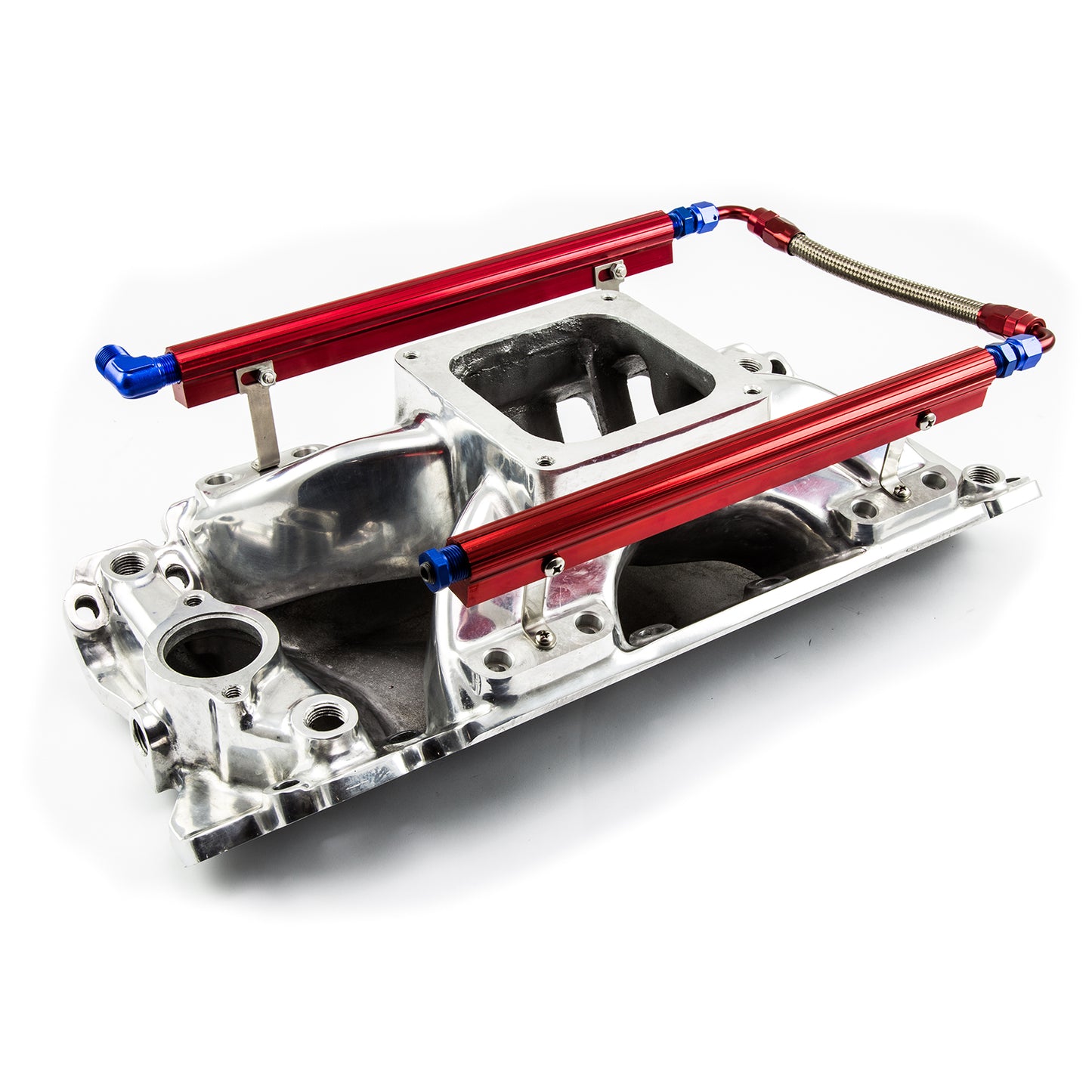 Chevy BBC 454 Rect Port Dominator w/Fuel Rail High Rise Intake Manifold Polished