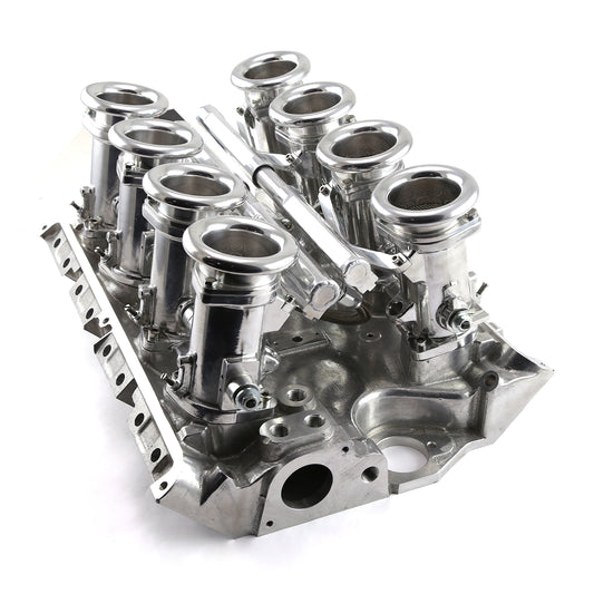 Sistema de colector de admisión de pila EFI de tiro descendente Ford FE 390 427 428, completo y pulido
