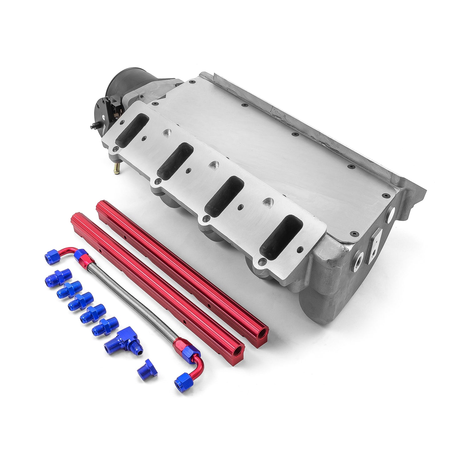 Colector de admisión EFI satinado para Chevy LS1 LS2 LS6 con cuerpo del acelerador de 92 mm