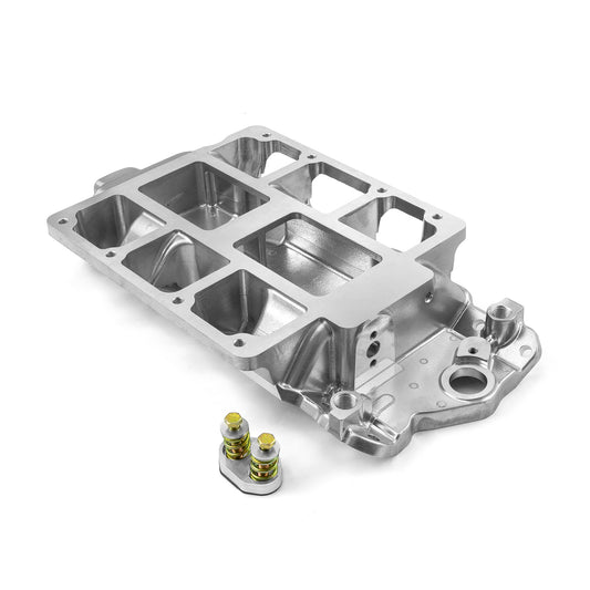 Colector de admisión de aluminio mecanizado y pulido para supercargador Chevy SBC 350 6-71 8-71
